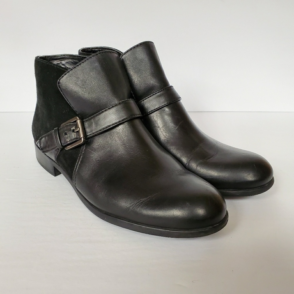 Franco Sarto Leather Ankle Boots Black Sz 7.5